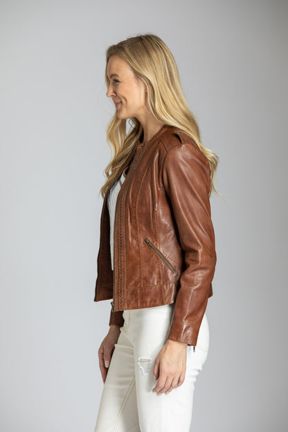 Classic Zip Front Jacket With Briaded Detail