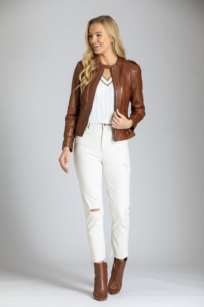 Classic Zip Front Jacket With Briaded Detail