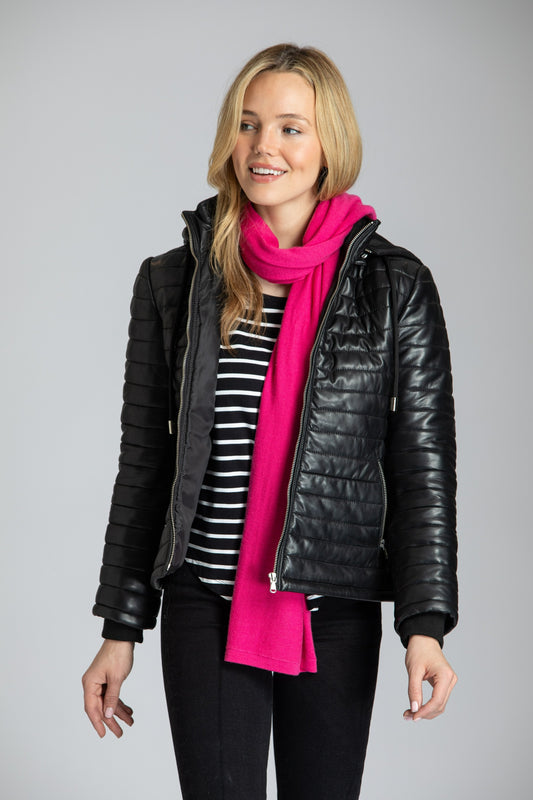 Puffer Jacket With Detachable Hood - Black