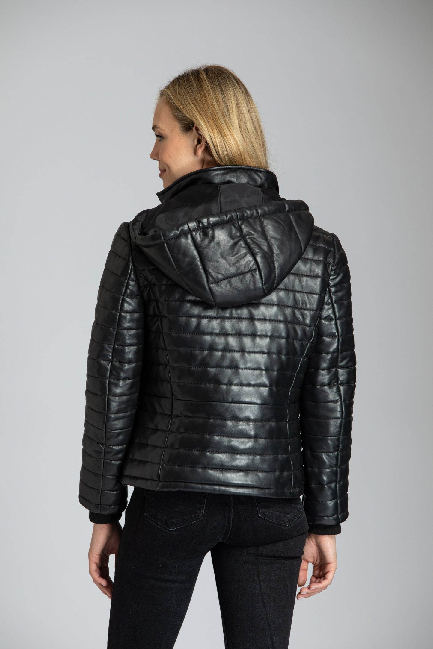 Puffer Jacket With Detachable Hood - Black