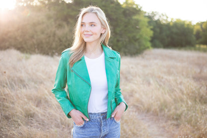 Cropped Washed & Waxed Leather Jacket