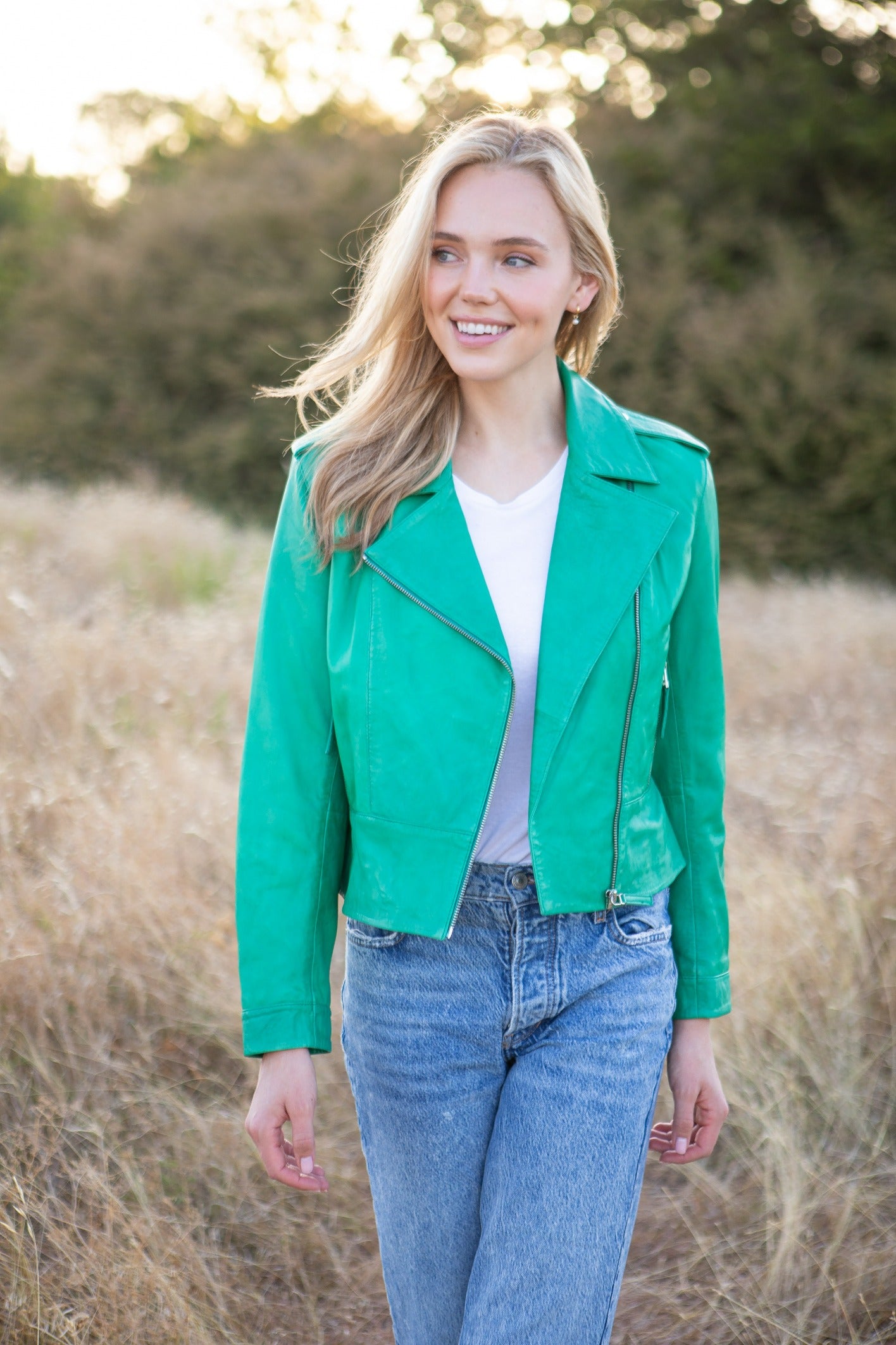 Cropped Washed & Waxed Leather Jacket