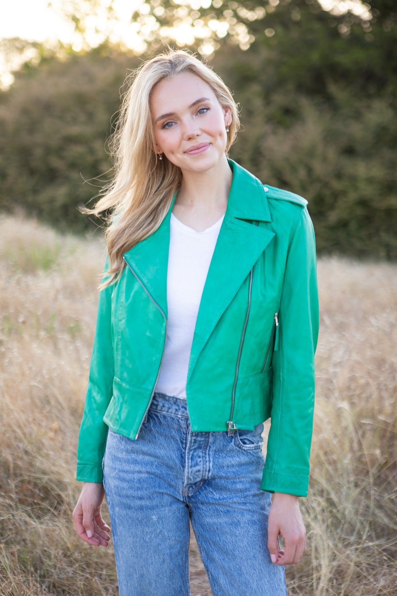 Cropped Washed & Waxed Leather Jacket