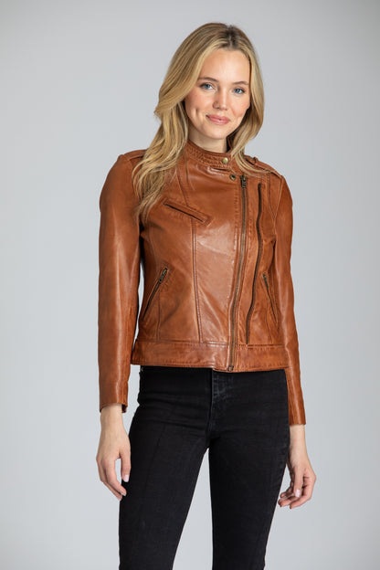 Button Collar Zip Up Jacket With Epaulettes