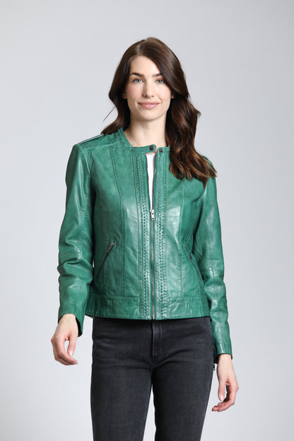 Classic Zip Front Jacket With Briaded Detail