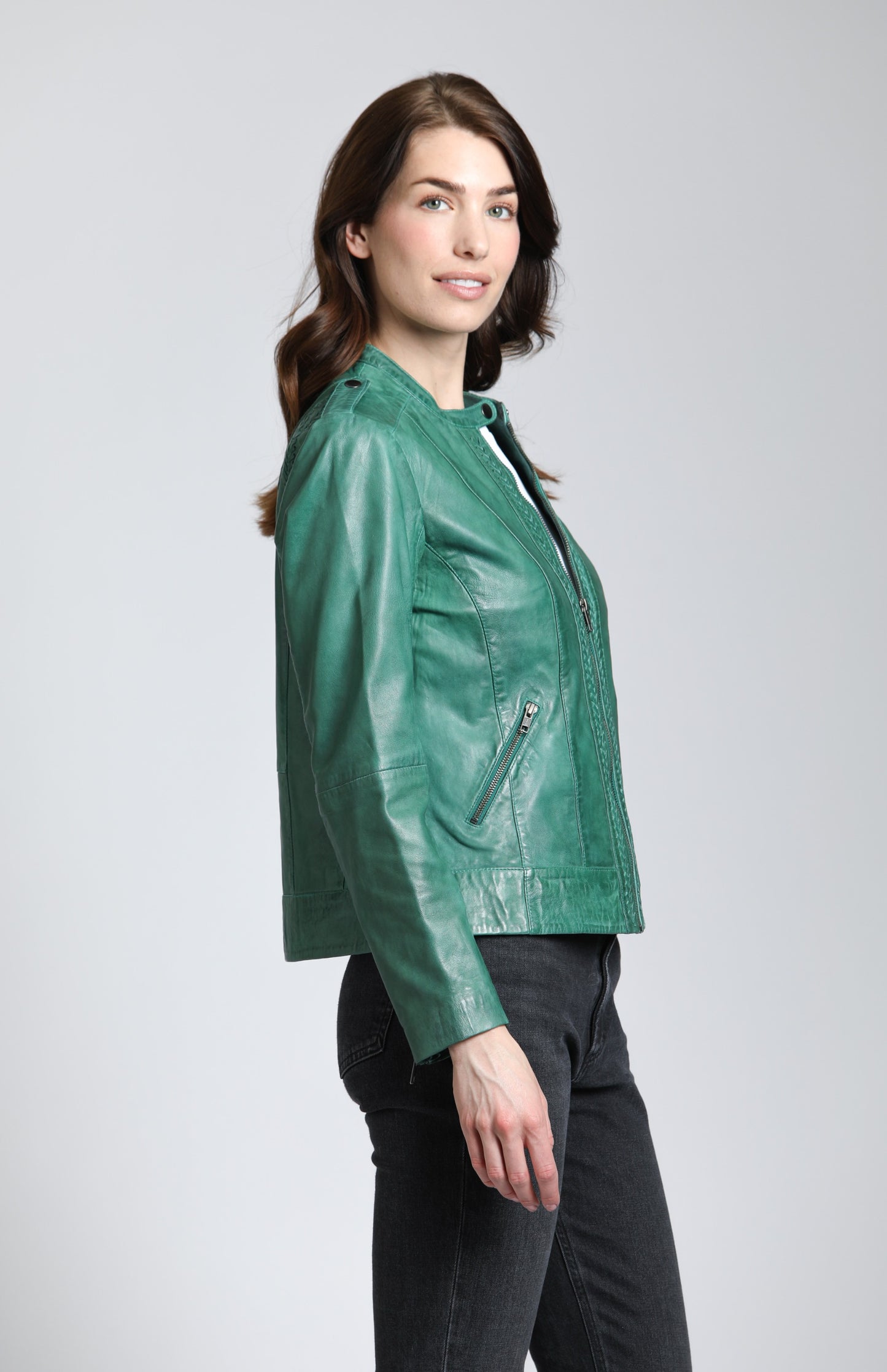 Classic Zip Front Jacket With Briaded Detail