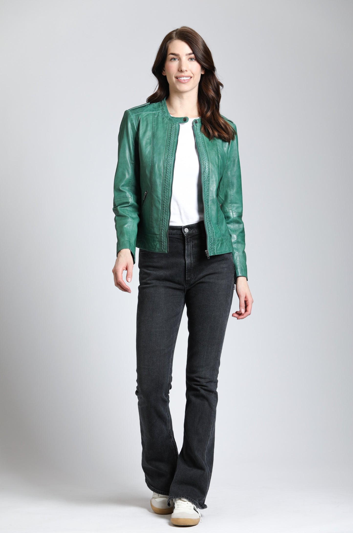 Classic Zip Front Jacket With Briaded Detail