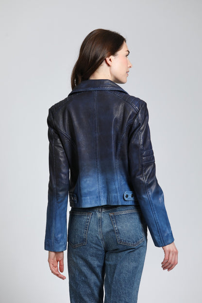 Dip Dyed Lamb Leather Moto Jacket