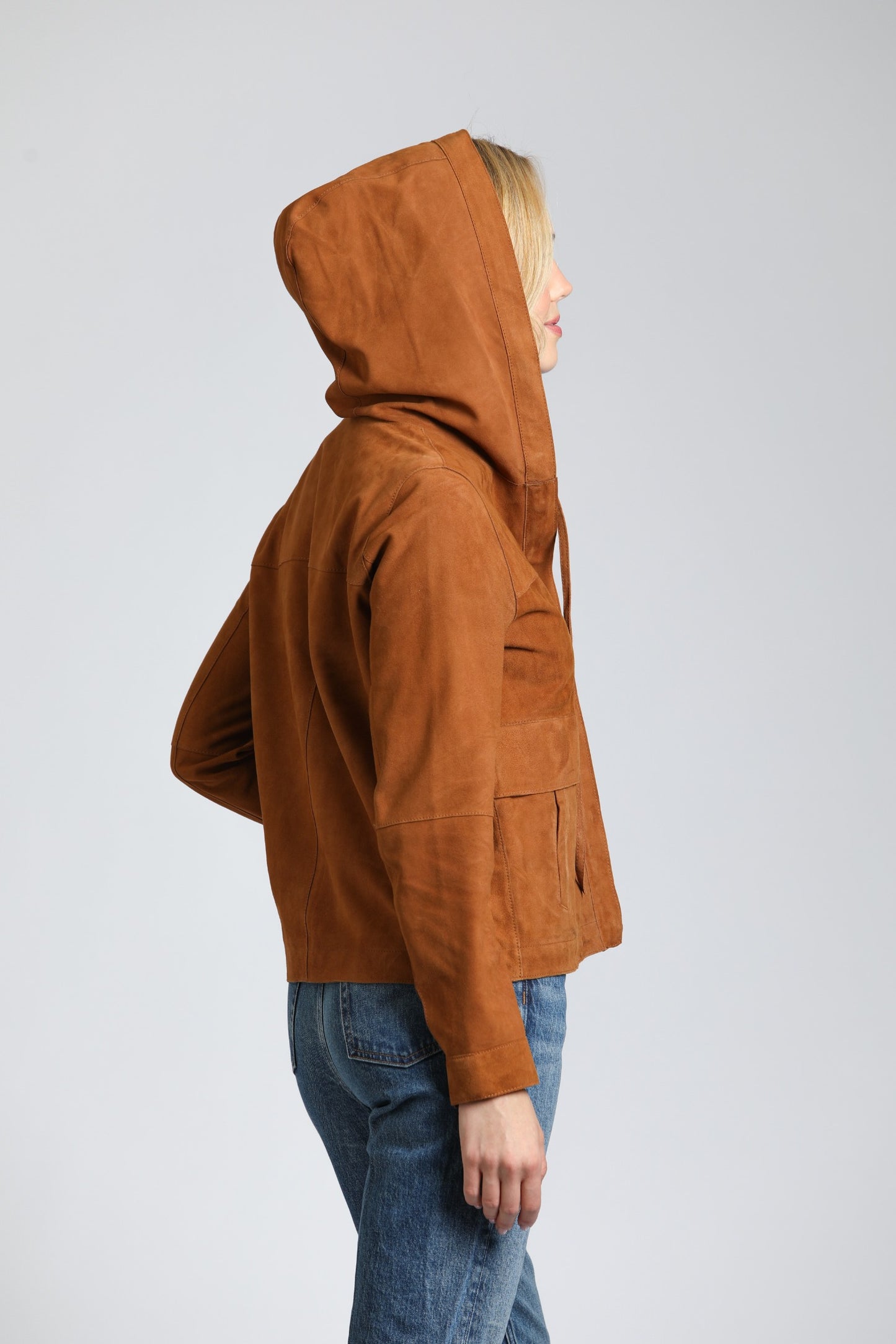 Double Faced Snap Front Hooded Jacket