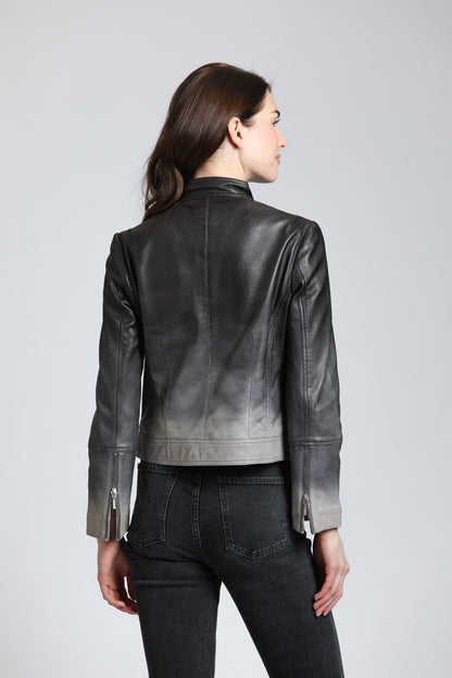 Shades of Gray Dip-Dyed Leather Jacket