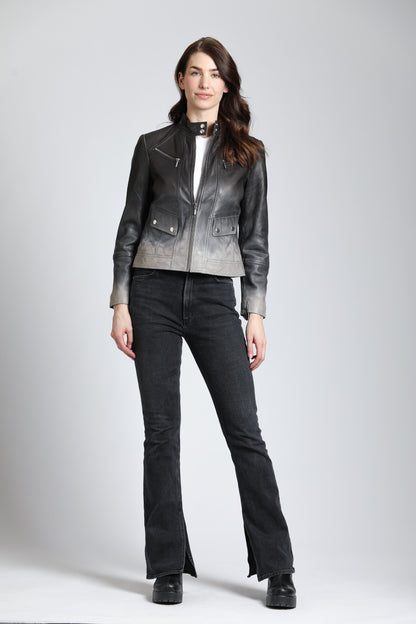 Shades of Gray Dip-Dyed Leather Jacket