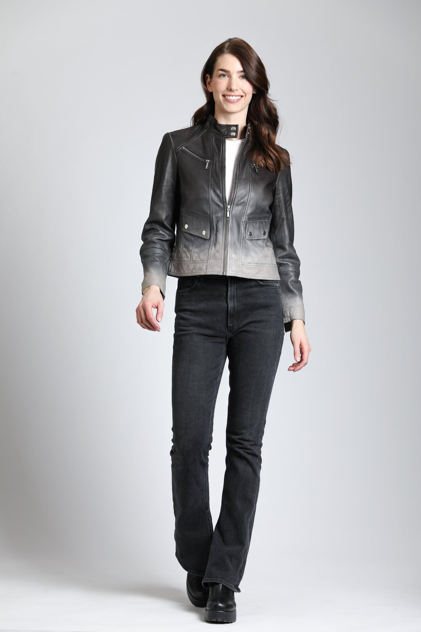 Shades of Gray Dip-Dyed Leather Jacket